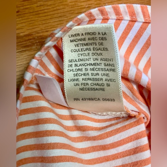 Vtg Women’s Petite Medium Button Front Orange White Striped Susan Bristol Shirt - Picture 6 of 13